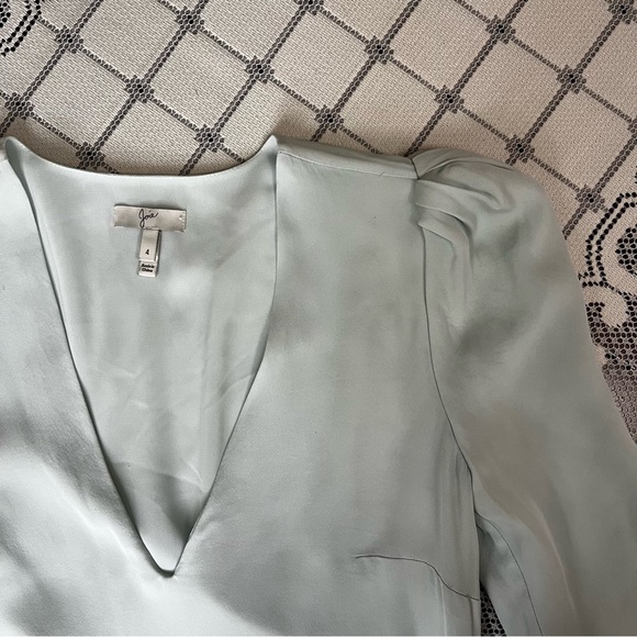 Joie 100% silk light blue long sleeve ruched dress size 4 - Picture 3 of 8